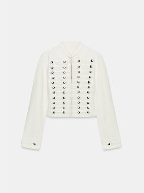 BNWT Zara White Military-Style Cropped Jean Jacket